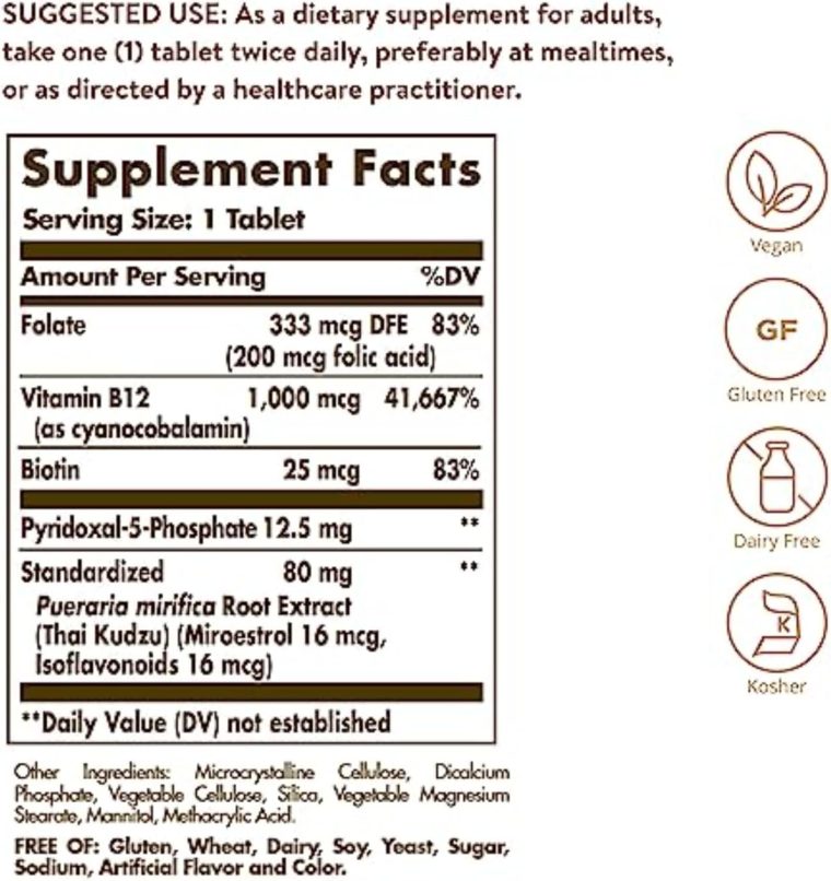 Solgar Women's Balancing Formula, 60 Tablets - Pueraria Mirifica - Phytoestrogen Balancing Formula, Energy Metabolism, Nervous System Health - Vegan, Gluten-Free, Dairy Free, Kosher - 60 Servings - Image 2