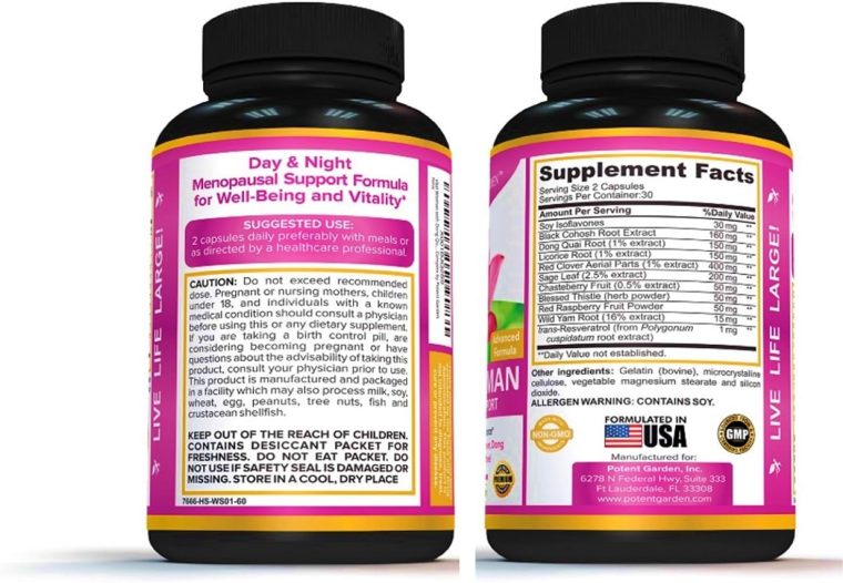 Potent Garden Menopause Relief Supplement with Black Cohosh, Soy Isoflavones, and Don Quai, Hot Flash Relief & Night Sweats Relief for Women, Non-GMO, 60 Capsules, 30 Servings - Image 4