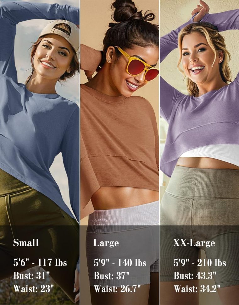 UEU Women's Crop Tops for Yoga Workout Athletic, Ice Cool Feeling Long Sleeves Shirts, Flowy Split Side Slit Oversized - Image 6