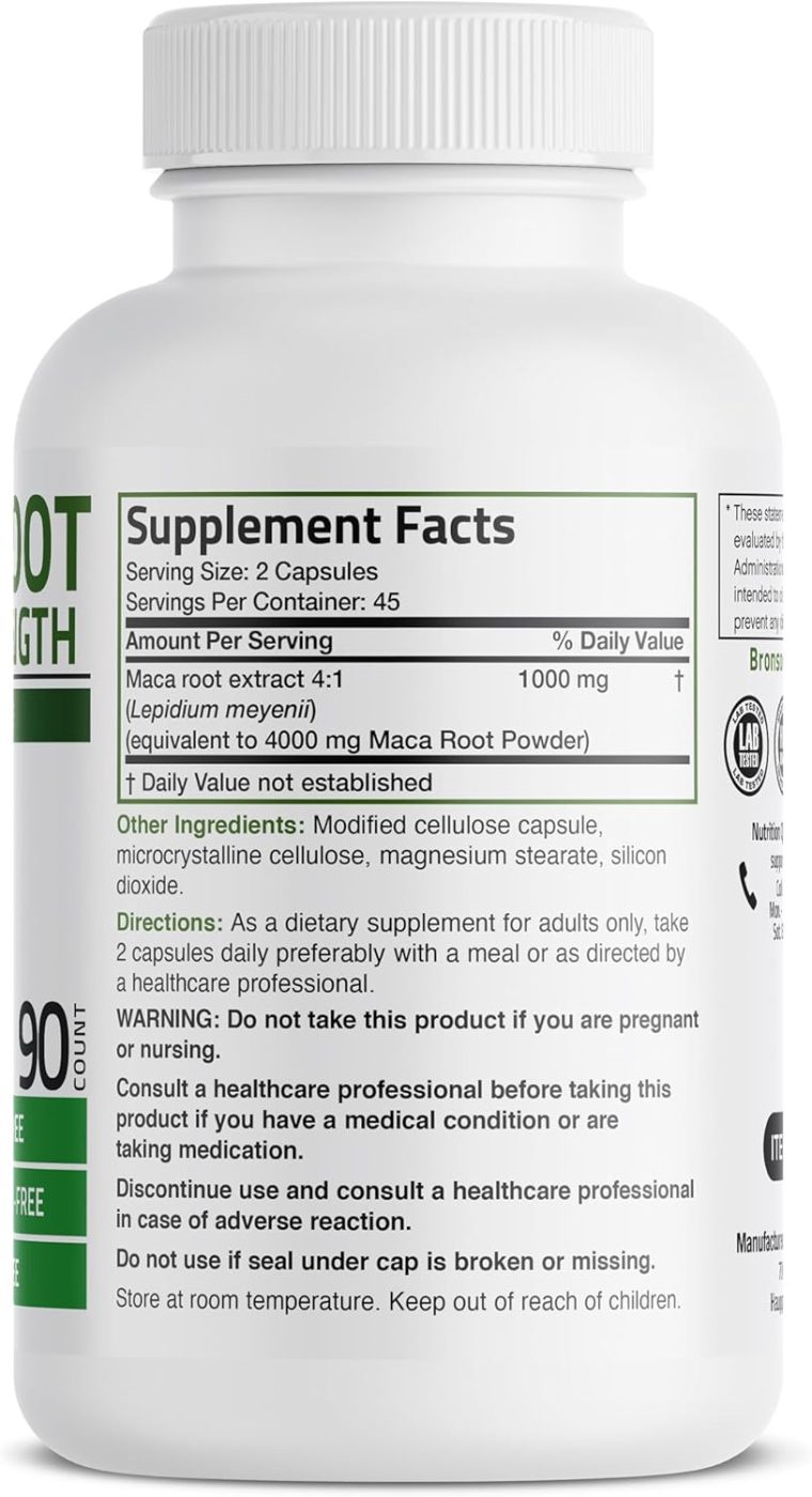 Bronson Maca Root Extra Lepidium Meyenii, Non-GMO, 90 Vegetarian Capsules - Image 2
