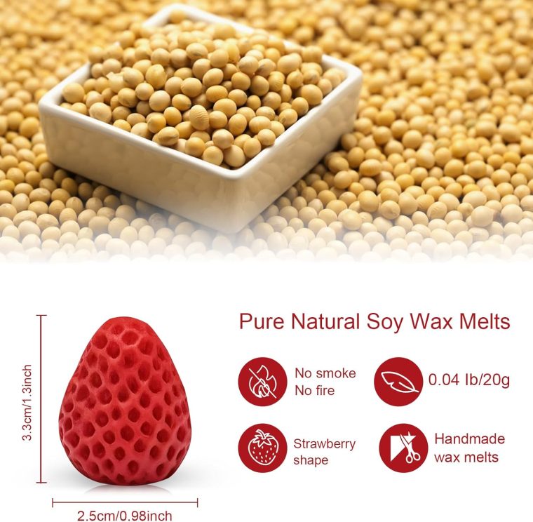 Soy Wax Melts for Wax Warmers - Home Fragrance Candle Wax Melts Set with Strawberry Scents, Wax Cubes Kit Strong Scent Stress Relief & Bath Yoga Aromatherapy (6 Pcs) - Image 2
