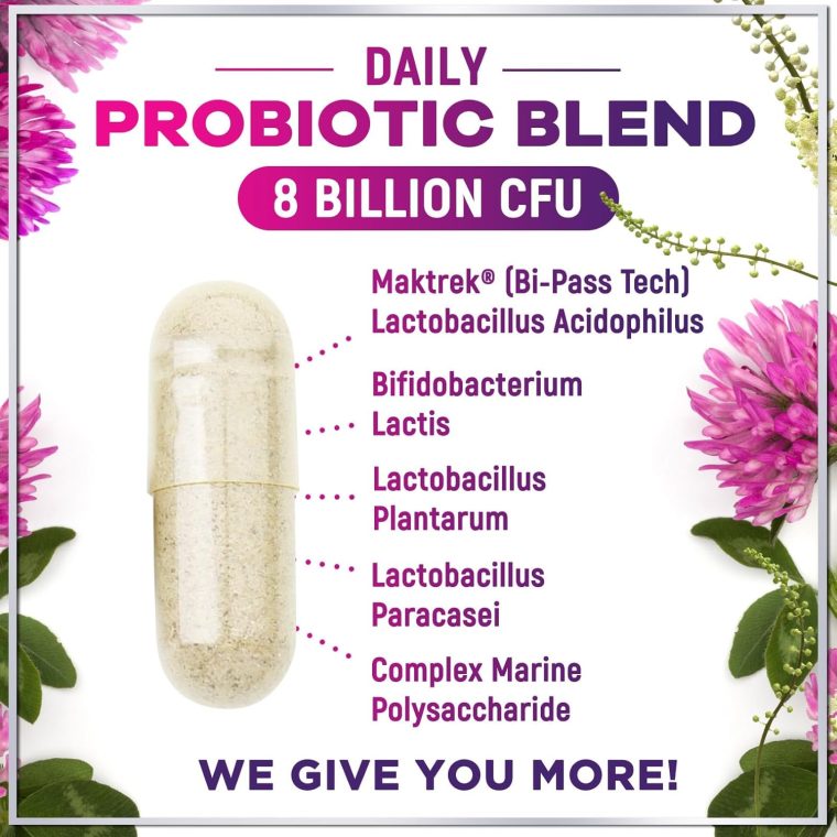 Menopause Supplements for Women - 8 Billion CFU Probiotics, Hot Flash, Night Sweats & Menopause Relief Probiotic for Vaginal, Digestive Health & Immune Support with Black Cohosh - 120 Capsules - Image 8