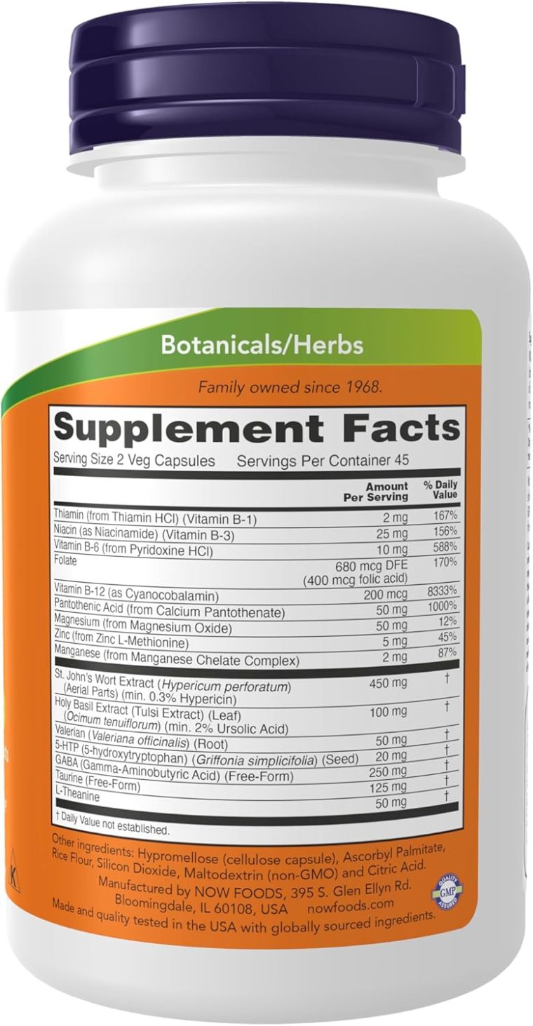 NOW Foods Supplements, Mood Support with St. John's Wort, Nutrient and Herbal Extracts, 90 Veg Capsules - Image 2