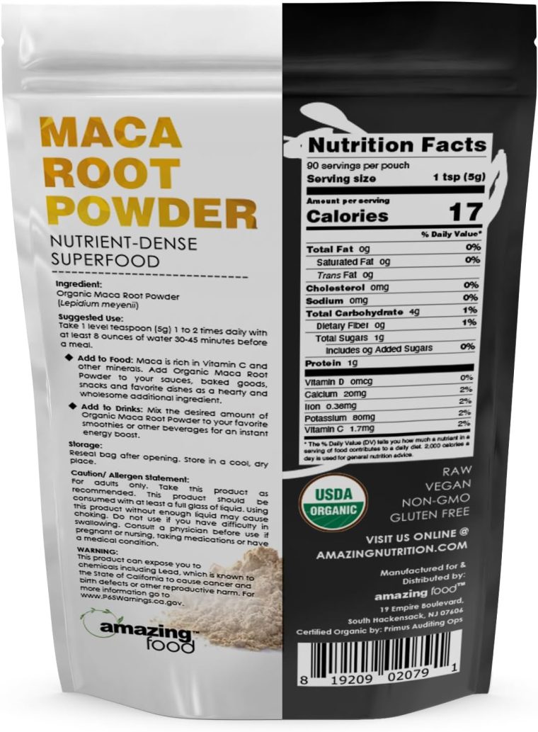 Amazing Food Maca Root Powder | 1 Lb (454 G) | USDA Certified Organic | Vegan | Non-GMO | Gluten-Free | Made in USA - Image 2
