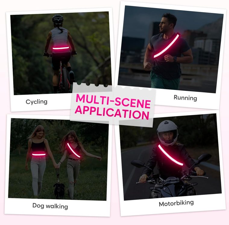 Illumifun LED Running Belt - USB Rechargeable Light Up Sash, High-Visibility Elastic Waistband Light for Running Cycling Hiking Camping Nighttime Activities - Image 6