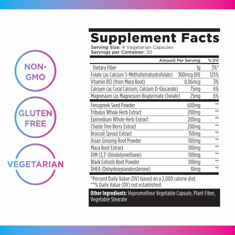 Livingood Daily Women’s Hormone Support Supplement, Estrogen Balance with Fenugreek, Black Cohosh, Chasteberry, DIM, Natural PMS & Menopause Support, Non GMO, Gluten Free, Vegetarian Capsules, 120 Ct - Image 5