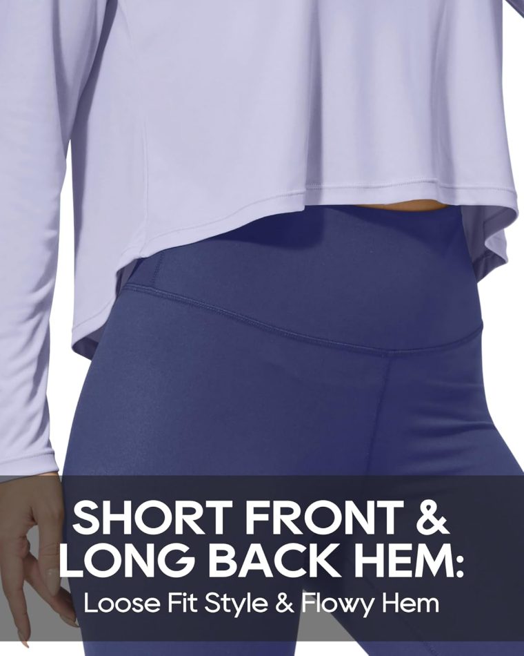 G4Free Long Sleeve Workout Tops for Women Sun Shirts Crop Tops UPF 50+ Hiking Running Athletic Lightweight - Image 4