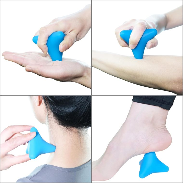 Trigger Point Massage Tool. Massager Ball for Deep Tissue Myofascial Release Physical Therapy Foot Plantar Fasciitis Pain Relief Muscle Knot Psoas Hip Flexor Iliacus Release. 3×2.6 in (Blue) - Image 4