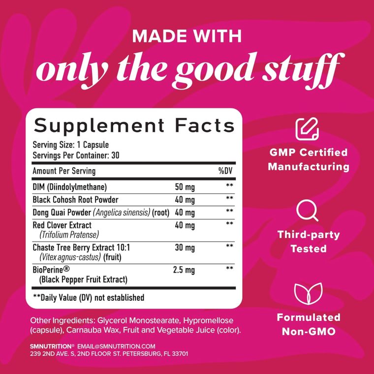 Menopause Vitamins Beadlets with Black Cohosh, Red Clover & More | Hot Flashes, Night Sweats & Mood Support | Menopause Supplements for Women with Dong Quai, Chaste Tree Berry & DIM | Non-GMO 30ct - Image 6