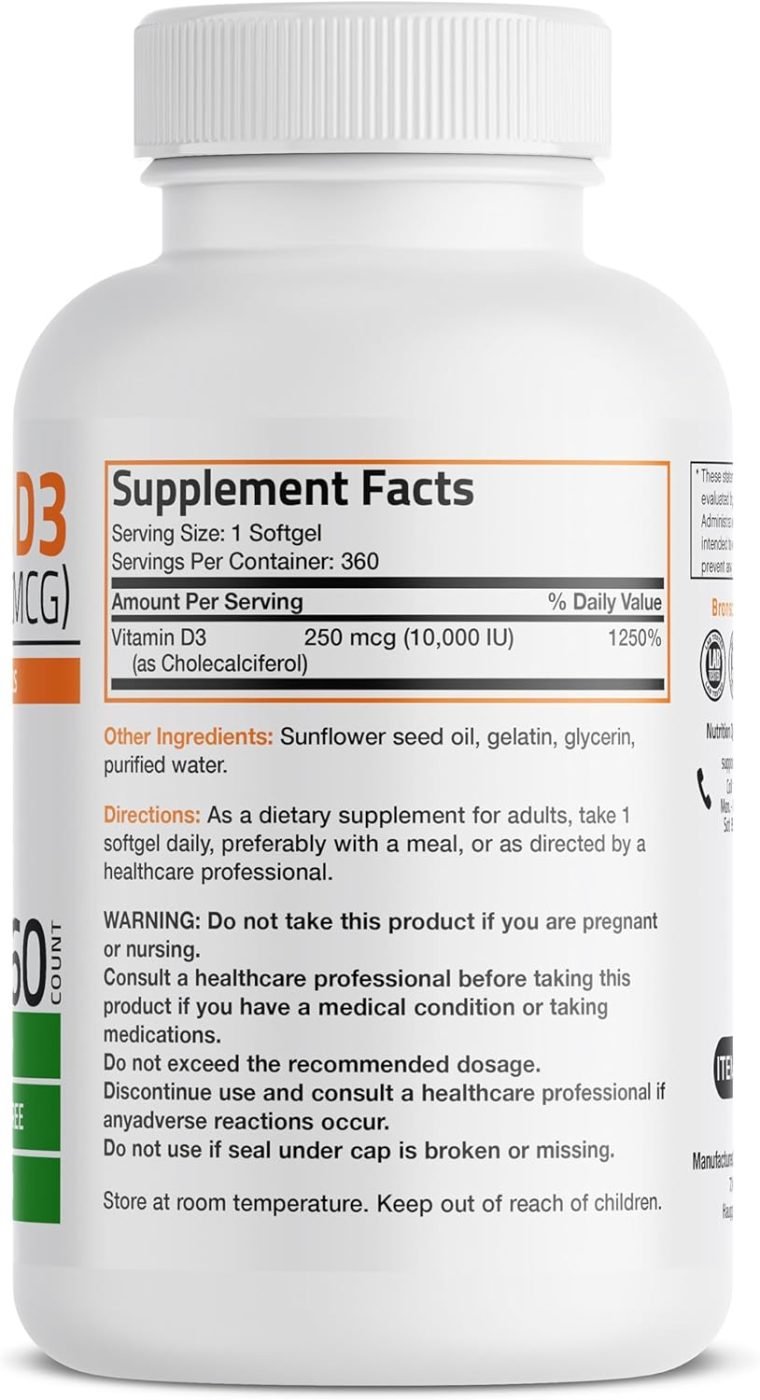 Bronson Vitamin D3 10,000 IU (250 mcg) High Potency - Supports Healthy Immune System, Strong Bones, Muscles & Teeth - Non GMO, 360 Softgels (1 Year Supply) - Image 2