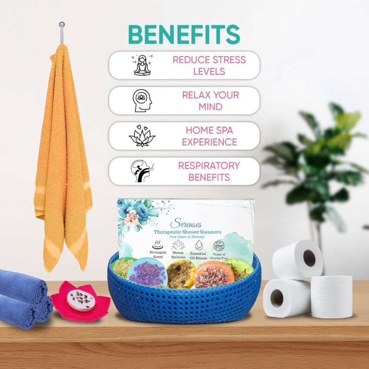 Shower Steamers Aromatherapy, 8 Packs Shower Tablets with Tray, Shower Bombs with Essential Oils, Spa kit, Self Care & Relaxation, Shower Bombs for Women Aromatherapy (8 pcs with Tray) - Image 5