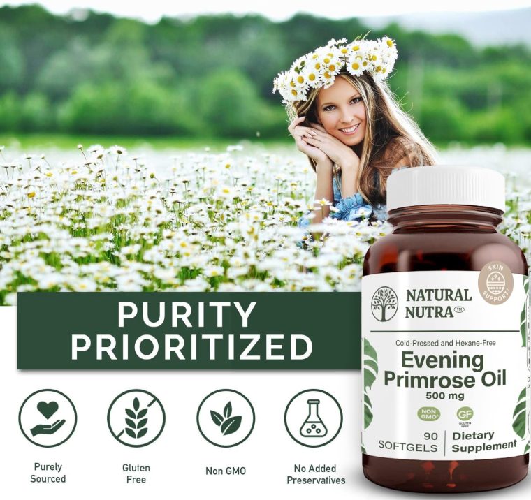Natural Nutra Evening Primrose Oil Supplement from Fatty Acid, Nerve Health, Helps Reduce Skin Blemishes, Balance Body Secretions, Promote Heart Health, Skin Clarity, 500 mg, 90 Softgels - Image 4