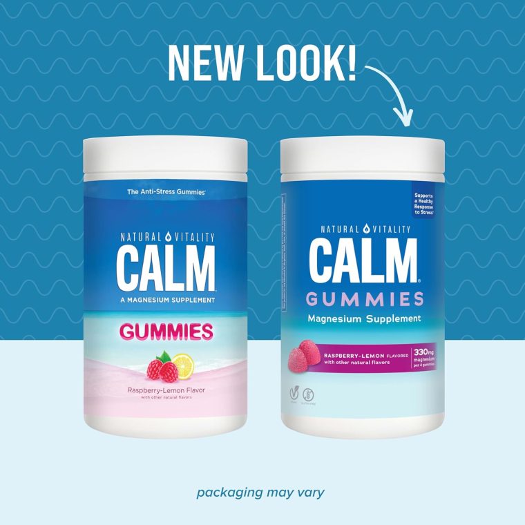 Natural Vitality Calm, Magnesium Citrate Supplement, Stress Relief Gummies, Supports a Healthy Response to Stress, Gluten Free, Vegan, Raspberry Lemon, 240 Gummies (Packaging May Vary) - Image 2