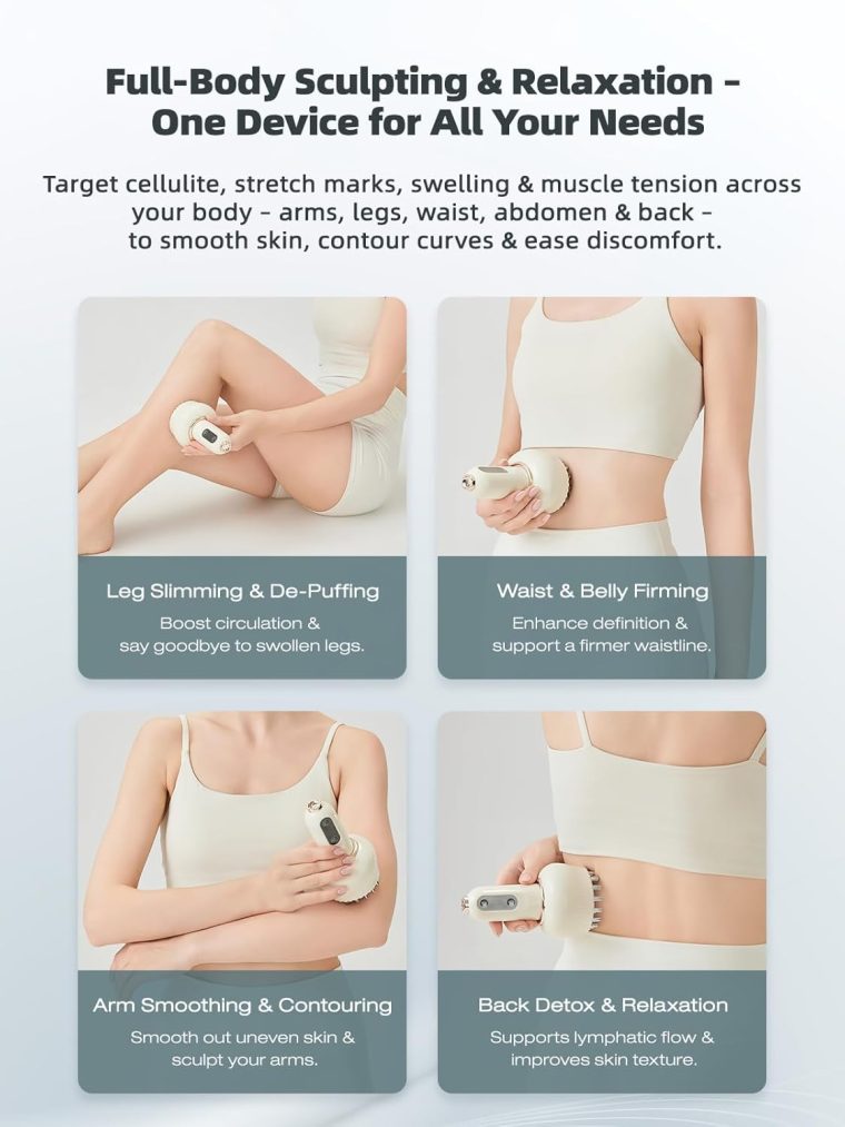 Lymphatic Drainage Massager & Anti Cellulite Massage Tool, Helps Reduce Stretch Marks & Cellulite, for Legs, Arms & Belly, Body Sculpting Machine with Microcurrent, Light, Heat & Vibration - Image 5