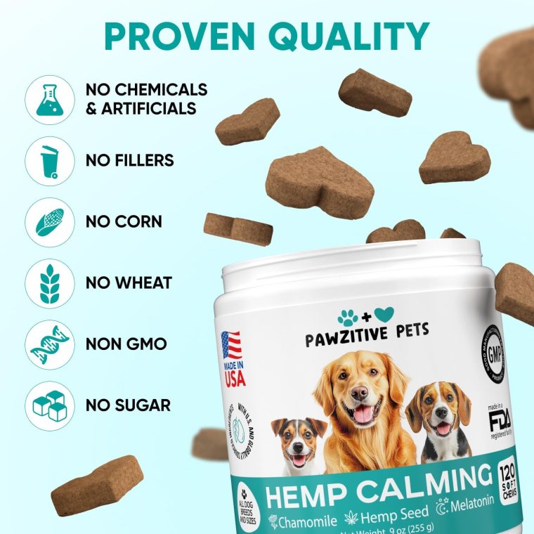 Hemp Calming Chews for Dogs - Dog Calming Chews for Anxiety Relief, Stress, Separation, Fireworks, Thunder, Travel, Vet Visits - USA Product - 120 Soft Treats with Melatonin, Chamomile, Passion Flower - Image 5