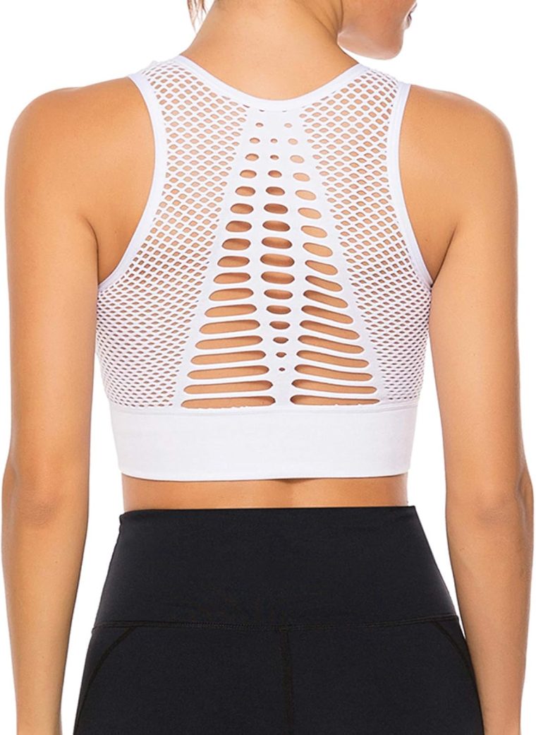 SEASUM Women's Longline Sport Bra Seamless Yoga Crop Top Medium-Low Support Workout Bra M