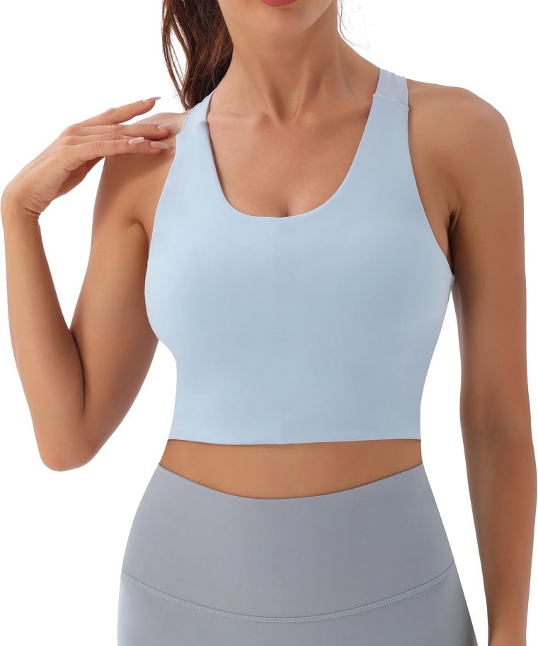 Sports Bras for Women Criss-Cross Back Padded Workout Tank Tops Medium Support Crop Tops for Women - Image 2