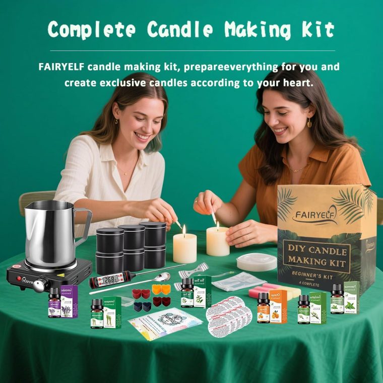 FAIRYELF Candle Making Kit with Wax Melter, Complete Candle Making Supplies, Soy Candle Wax Kit for Kids, Beginners, Adults, Including Electronic Stove, Soy Wax, Melting Pot, Rich Scents and Dyes - Image 2