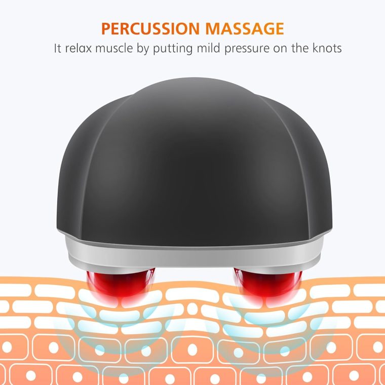 Snailax Cordless Handheld Back Massager with Heat, FSA HSA Eligible, Deep Tissue Percussion Massager, 3 Sets of Dual Pivoting Heads,Rechargeable Hand Held Massager for Neck,Back Shoulder,Calf,Legs - Image 2