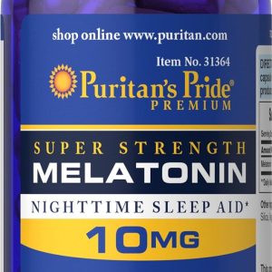 Puritan's Pride Premium Super Strength Melatonin 10mg Sleep Aid, Dietary Supplement for Sound, Restful, and Longer Sleep Support, 4 Month Supply, 120 Rapid Release Capsules (Packaging May Vary)