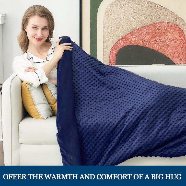 yescool Weighted Blanket with Cover Removable Soft Blue Queen Size Heavy Blanket Microfiber Washable Heated Weighted Throw Blanket Winter Warm Weighted Comforter 20lbs, 60 * 80 - Image 2