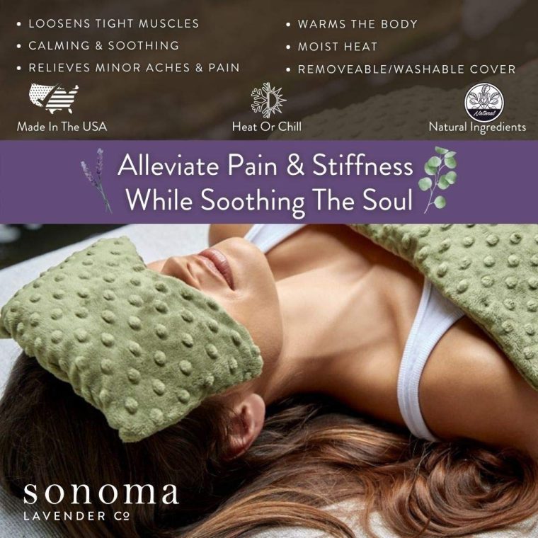 Sonoma Lavender Spa Mask, Heatable/Chillable Aromatherapy Eye Pillow with Lavender Infused Flaxseed Insert, Eye Compress for Stress Relief with Removable and Washable Cover (Lilac Dot) - Image 2