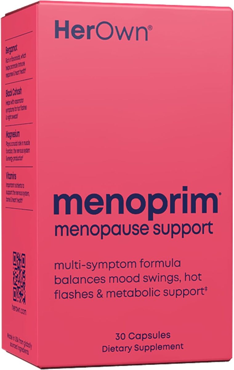 Her Own Menoprim, Menopause Support, Female Hormonal Balance Capsules for Night Sweats, Hot Flashes & Mood Swing Support, Bergamot Orange & Black Cohosh Root, 60 Capsules