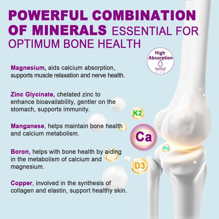 Sugar Free Calcium Citrate Gummies for Women & Men 1000mg, Vitamin D3 K2, Magnesium, Zinc, Boron, Manganese, Copper, Ultimate Absorption Calcium Supplements for Bone, Muscle & Immune - Vegan, 60 Count - Image 5