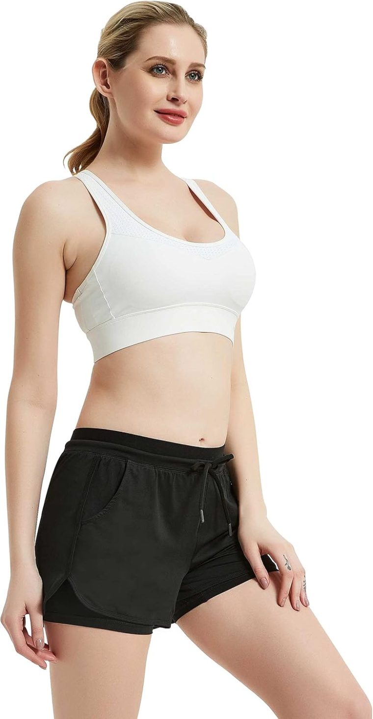 RIBOOM Women Workout Running Shorts 2 in 1 Active Yoga Gym Sport Shorts with Pockets - Image 3