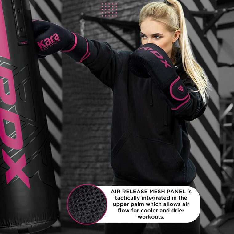 RDX Boxing Gloves, Pro Training Sparring, Maya Hide Leather, Muay Thai MMA Kickboxing, Men Women Adult, Heavy Punching Bag Focus Mitts Pads Workout, Ventilated Palm, Multi Layered, 8 10 12 14 16 18 Oz - Image 3