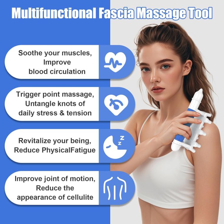 Fascia Massage Tool, Handheld Massager Fascia Blaster for Cellulite Reduction, Pressure Point Release Tool for Deep Tissue Massage, Muscle Knots, Tension Relief Back & Neck Massager - Image 4