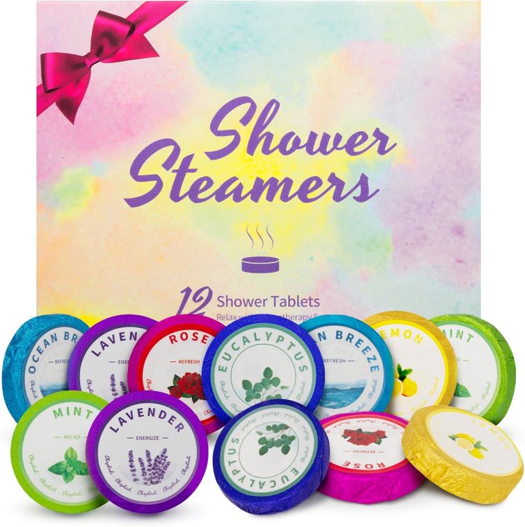 Shower Steamers Aromatherapy Bath Bombs - 12 Tablets Birthday Gifts for Women, Natural Essential Oil Shower Bombs, Self Care Pampering Spa Kit, Mothers Day Gifts for Women Adults and Teens