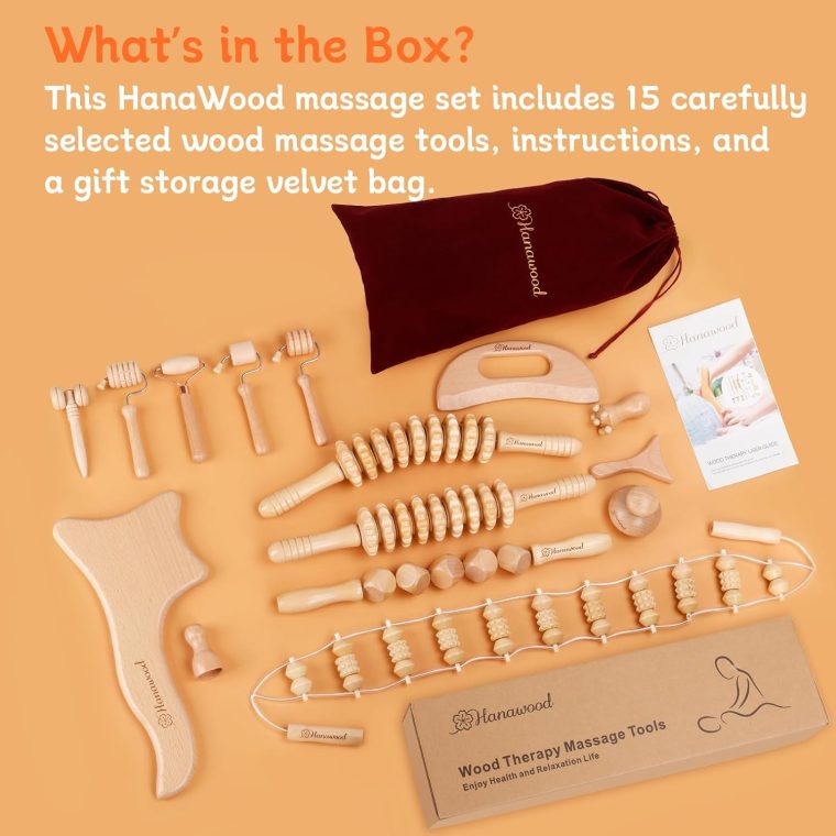 15 Pcs Wood Therapy Massage Tools Set Maderoterapia Kit Therapy Tools for Body Muscle Pain Relief Wooden Body Face Sculpting Tools Wood Roller Massager, Fascia Massage - Image 3