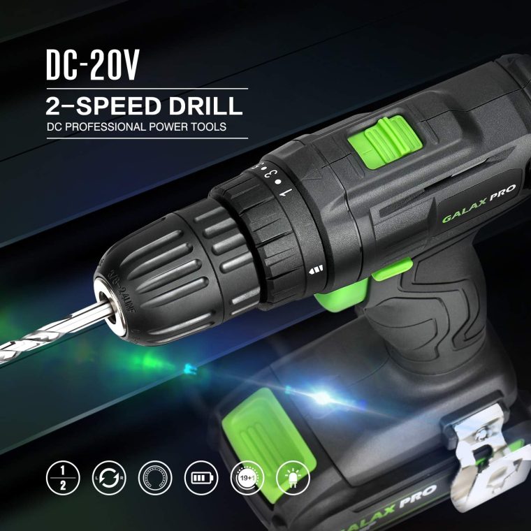 GALAX PRO Cordless Drill Driver/Impact Driver with 1pcs 1.3Ah Lithium-Ion Batteries, Charger Kit, 11pcs Accessories and Tool Bag - Image 8