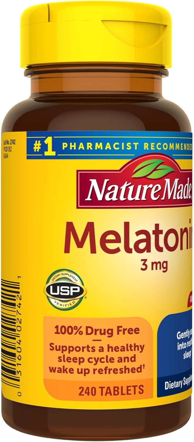 Nature Made Melatonin 3mg Sleep Aids for Adults, 100% Drug Free Sleep Aid, Sleep Supplements, 240 Tablets, 240 Day Supply - Image 7
