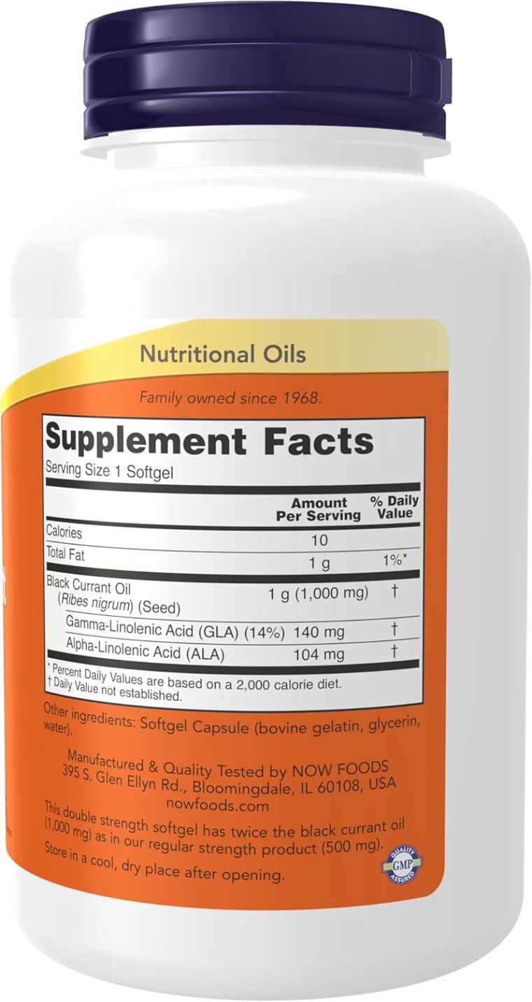 NOW Foods Supplements, Black Currant Oil 1000 mg Double Strength with 140mg of GLA (Gamma-Linolenic Acid), 100 Softgels - Image 2
