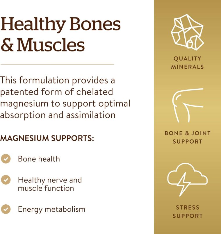 Solgar Chelated Magnesium, 250 Tablets - Supports Nerve & Muscle Function - Promotes Healthy Bones - Vital for Cellular Energy Release - Non-GMO, Vegan, Gluten Free, Dairy Free - 62 Servings - Image 4