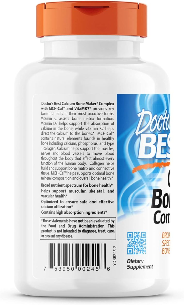 Doctors Best Calcium Bone Maker Complex, Broad Spectrum Nutrients for Bone Health, Non-GMO, Gluten Free, Soy Free 180 Capsules - Image 3