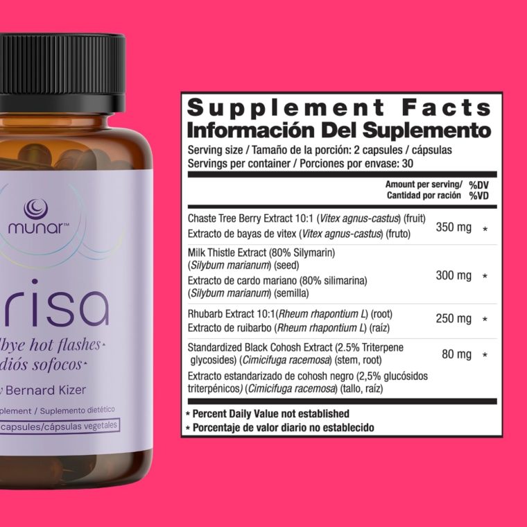 Munar Brisa Menopause Support – Hormonal Balance for Women with Milk Thistle, Vitex, Black Cohosh and Rhubarb. Reduces Hot Flashes, Boosts Energy, Liver Detox – 30-Day Supply (60 Capsules) - Image 2