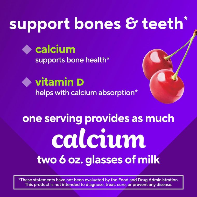 vitafusion Chewable Calcium Gummy Vitamins for Bone and Teeth Support, Calcium Gummies, Fruit and Cream Flavor, 100 Count, 50 Day Supply - Image 5