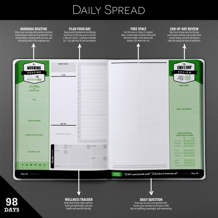 LUCKY Daily Wellness Journal: Supercharge Your Day With Mindfulness and Positivity - A Guided Journal/Planner, 2020, 7.25 X 9.5 inches - Image 2