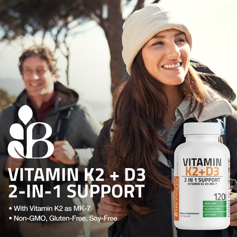 Bronson Vitamin K2 (MK7) with D3 Supplement Non-GMO Formula 5000 IU Vitamin D3 & 90 mcg K2 MK-7 Easy to Swallow D & K Complex, 120 Capsules - Image 3