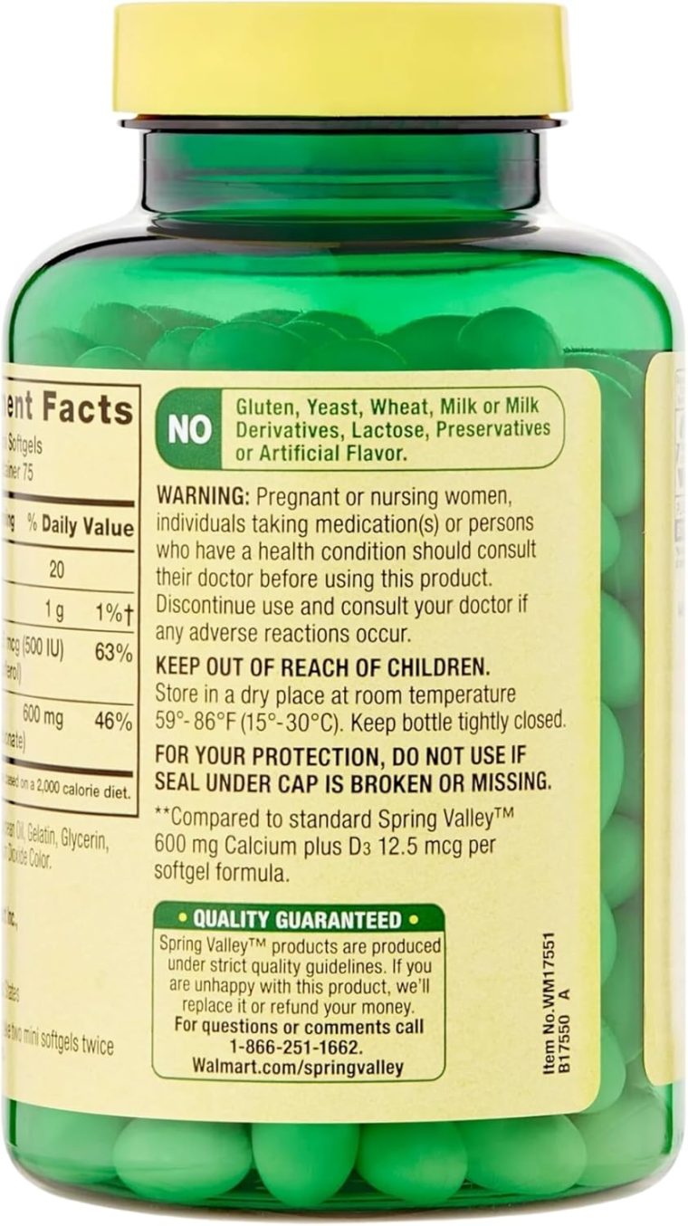 Spring Valley Calcium Plus Vitamin D3 150 Mini Softgels | Calcium Supplement | CaIcium mini softgels | CaIcium 600 mg with Vitamin d3 | 150 Mini Softgels + STS Sticker - Image 9