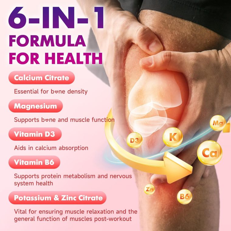 2 Pack Calcium Citrate Gummies 1000mg w/Vitamin D3, High Absorption Calcium Gummies for Women & Men, Plus Magnesium, Potassium, Zinc for Muscle & Immune, Raspberry Flavor, 120 Count - Image 4
