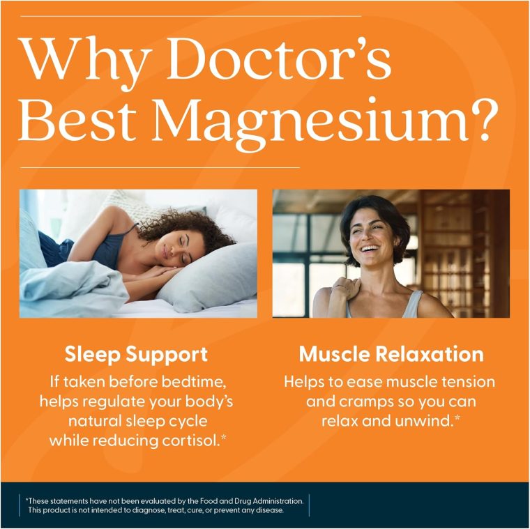 Doctors BEST High Absorption Magnesium Lysinate Glycinate 100% Chelated, Muscle Relaxation & Sleep Support, Non-GMO, Gluten Free, Soy Free, Vegan, 100% Chelated 240 Tablets - Image 7