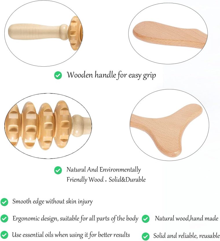 Wood Therapy Massage Tools Wooden Gua Sha Kits Maderoterapia Kit Body Sculpting Tools Wood Massager Roller for Relax Muscles (2) - Image 6