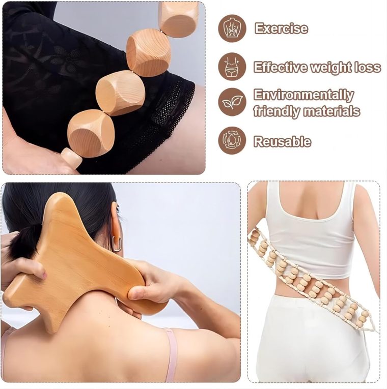 15 Pcs Wood Therapy Massage Tools Set Maderoterapia Kit Therapy Tools for Body Muscle Pain Relief Wooden Body Face Sculpting Tools Wood Roller Massager, Fascia Massage - Image 6