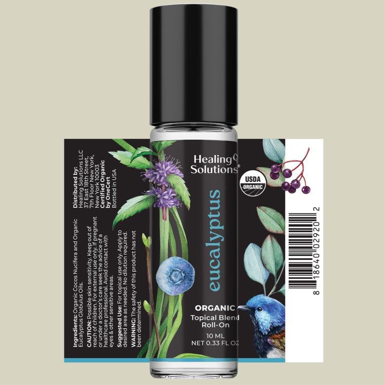 Healing Solutions (2 Pack) USDA Certified Organic Eucalyptus Essential Oil Roll-On Set - Rub on Chest and Breathe, for Skin - Image 7