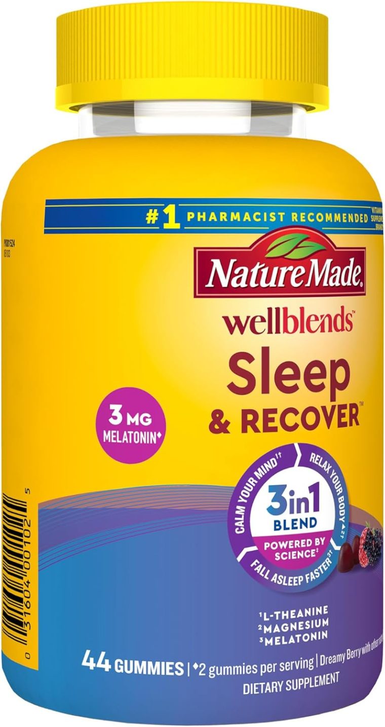 Nature Made Wellblends Sleep and Recover, Sleep Aid with Melatonin 3mg to Support Restful Sleep, plus L theanine 200mg and Magnesium Citrate, 44 Gummies - Image 6