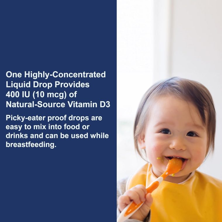 Carlson - Baby's Super Daily D3, Baby Vitamin D Drops, 400 IU (10 mcg) per Drop, 1-Year Supply, Vegetarian, Liquid Vitamin D Drops for Infants and Toddlers, Unflavored, 365 Drops - Image 4